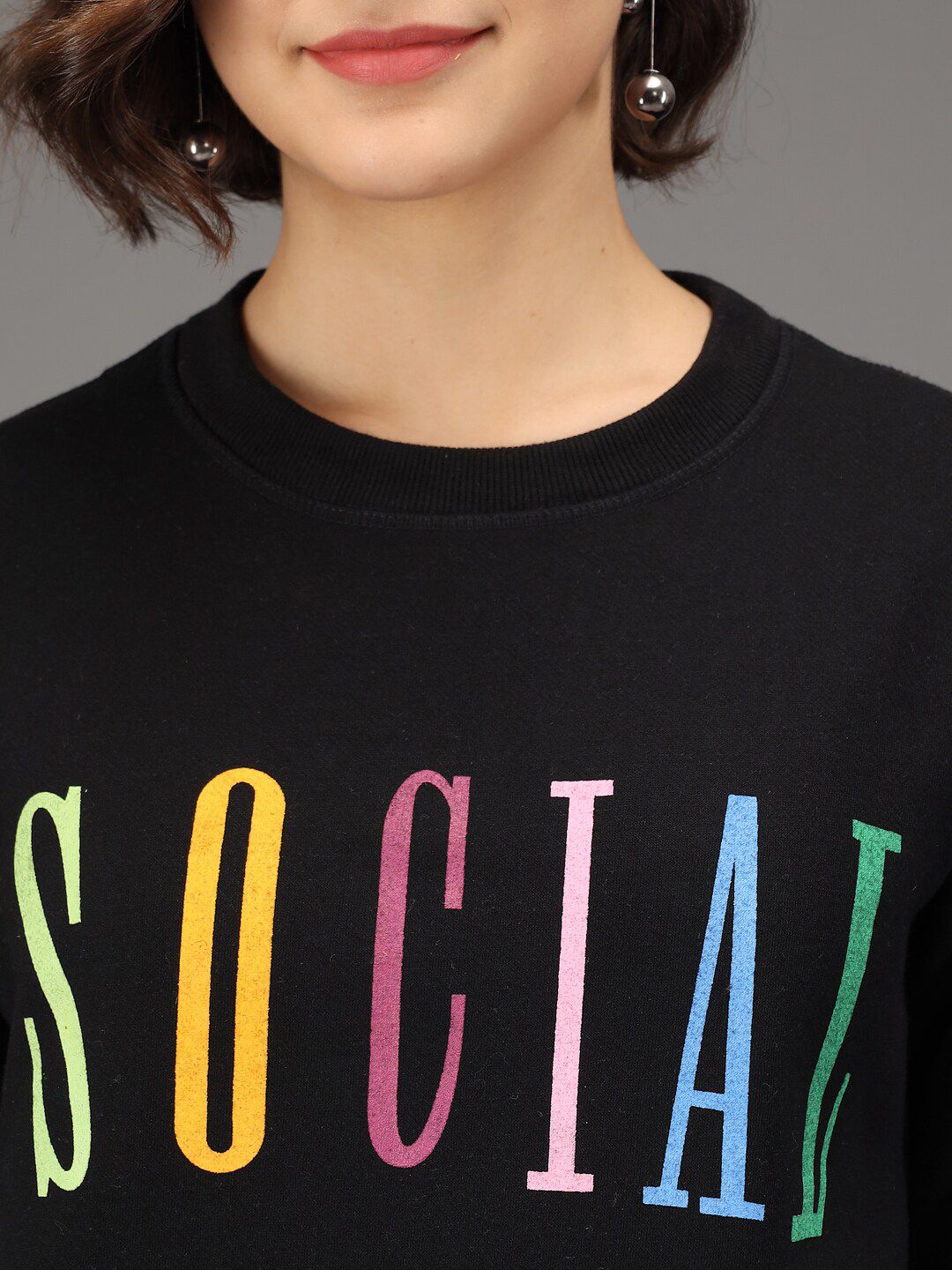 Kotty Women Black Printed Sweatshirt