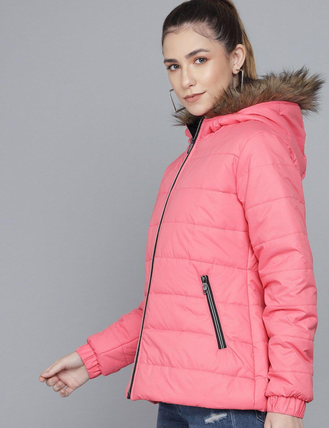 Kotty Women Pink Hooded Puffer Jacket