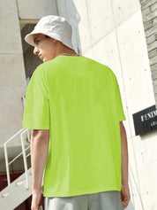 Kotty Green Drop-Shoulder Sleeves Oversized Cotton Casual T-Shirt