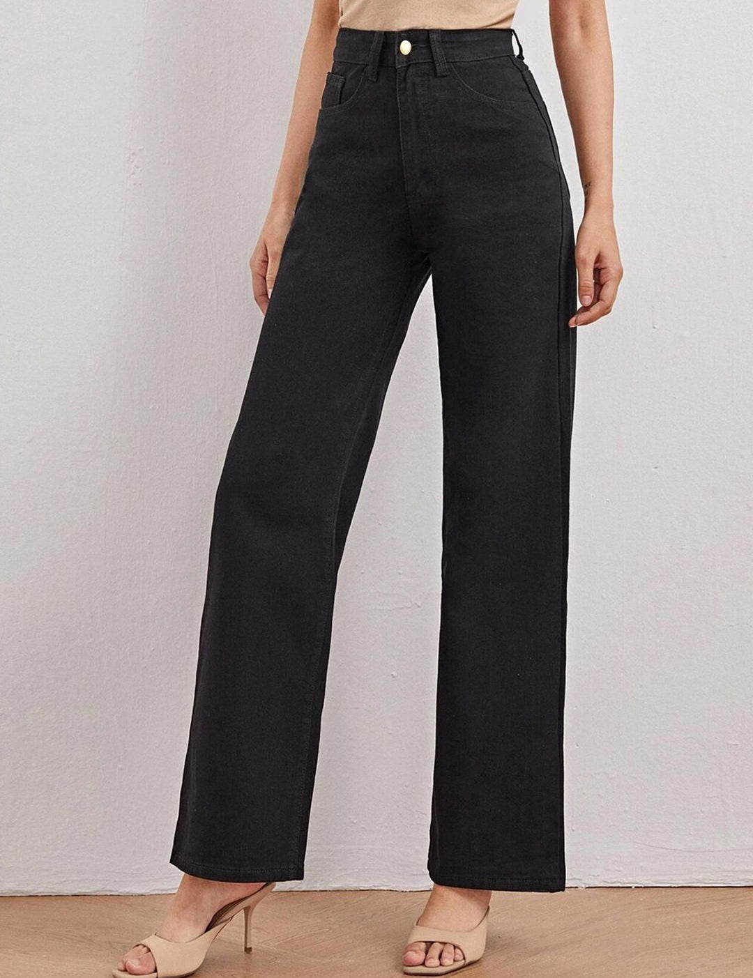 Kotty Women Black Jean Straight Fit High-Rise Stretchable Jeans