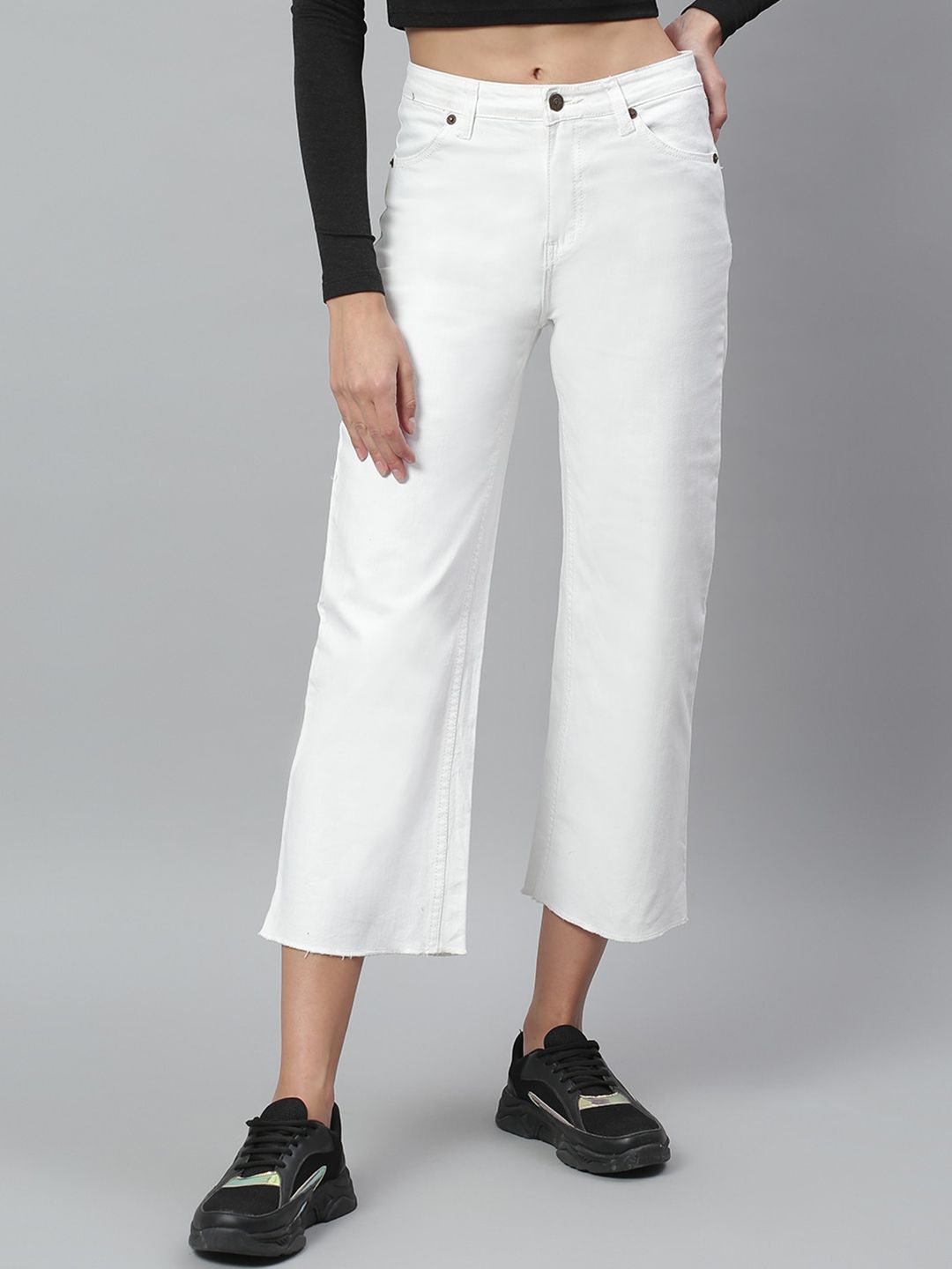 Kotty Women White Regular Fit Mid-Rise Clean Look Stretchable Jeans