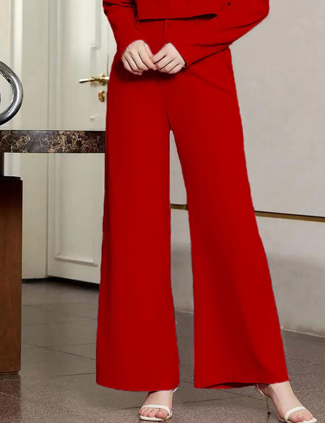 KOTTY BIZwear Women High-Rise Easy Wash Parallel Trousers