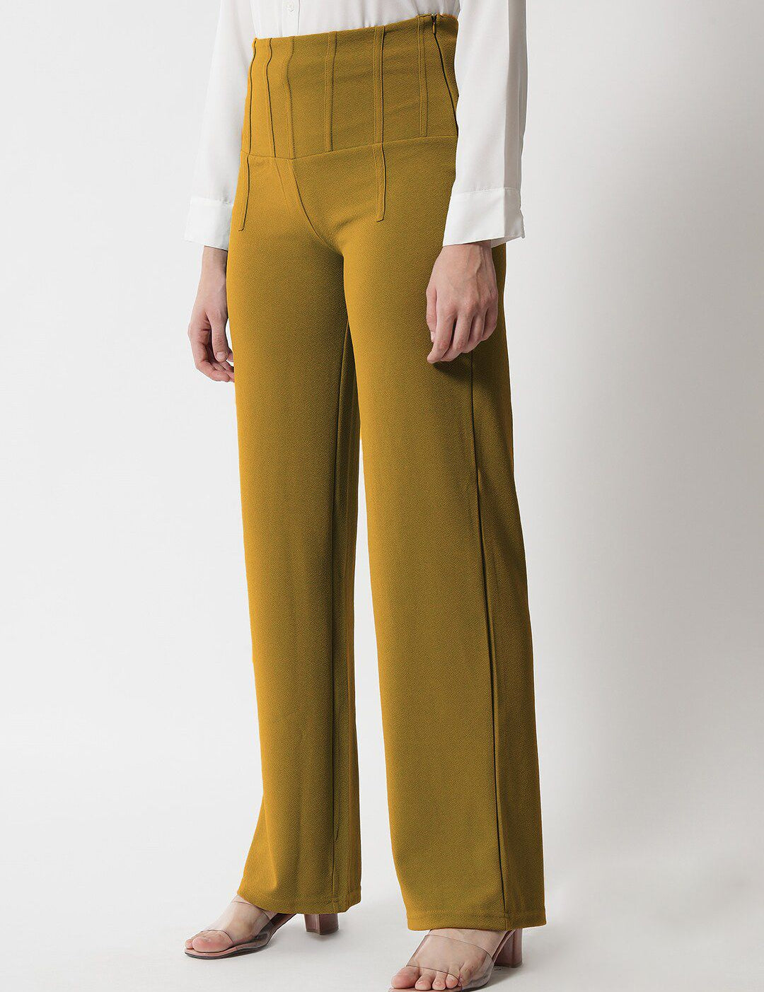 Kotty Women Brown Relaxed Straight Fit High-Rise Easy Wash Pleated Trousers