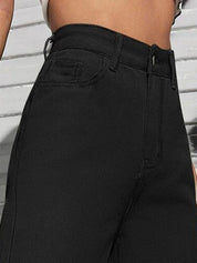 KOTTY Basics Women Black Jean Straight Fit High-Rise Clean Look Stretchable Jeans