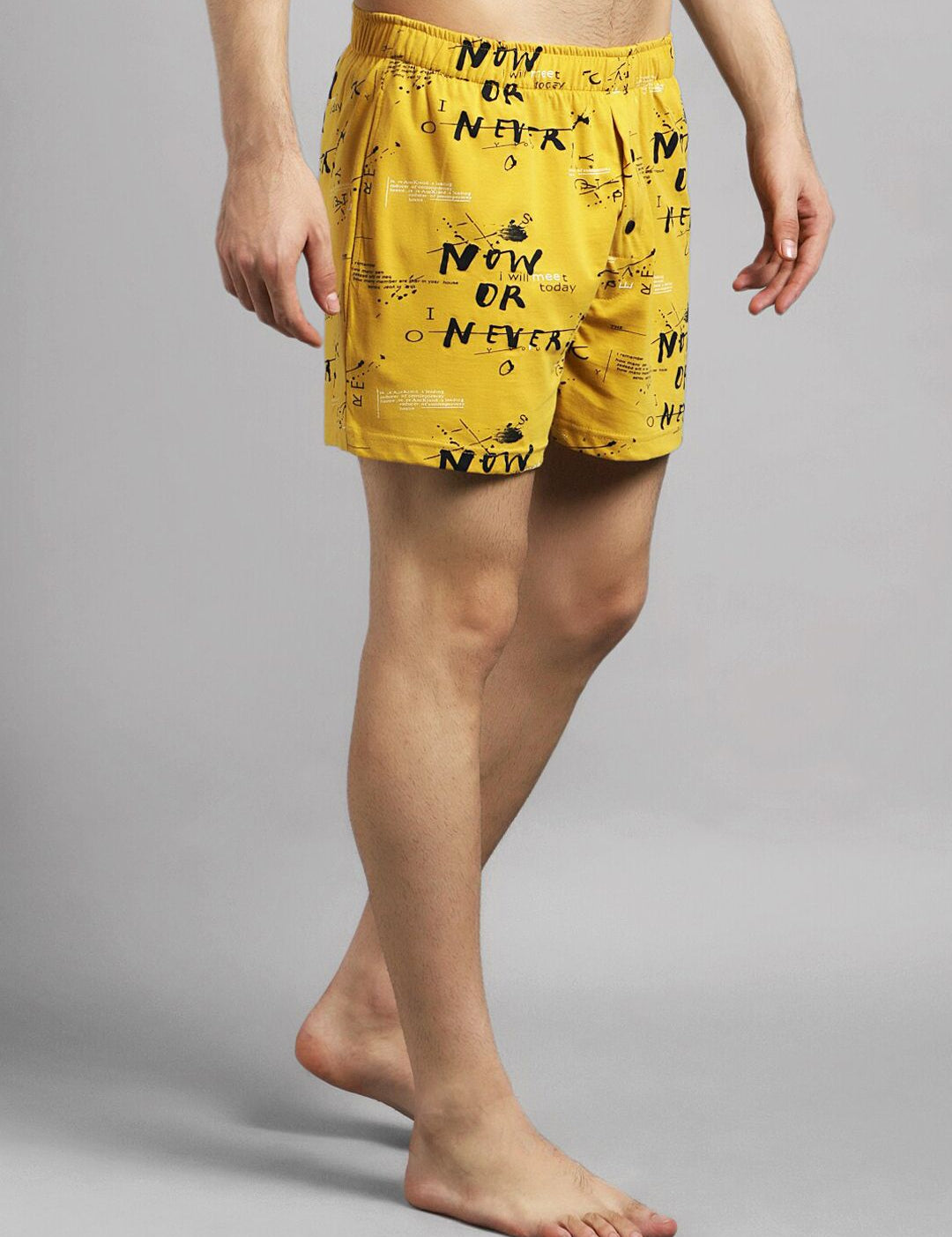 Kotty Men Yellow & Black Printed Boxers