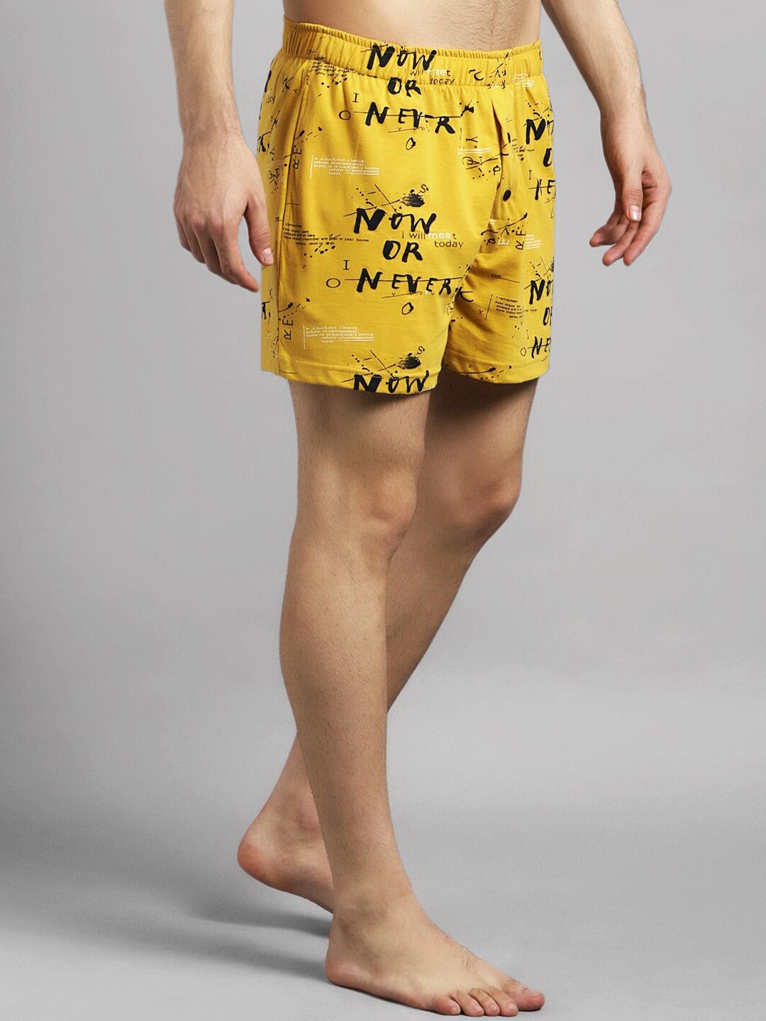 Kotty Men Yellow & Black Printed Boxers