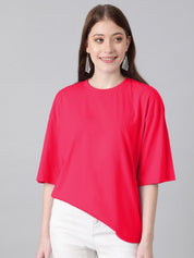 KOTTY Basics Round Neck Drop-Shoulder Sleeves Oversized Fit Cotton T-Shirt