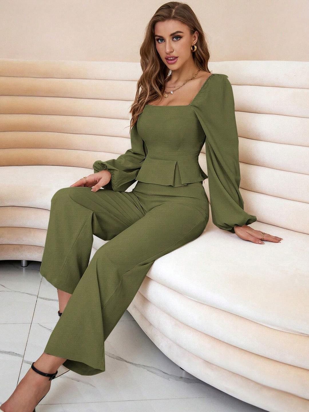 Kotty Square Neck Top With Trousers Co-Ords