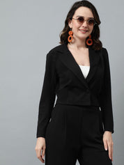 KOTTY BIZwear Black Notched Lapel Collar Blazer & Mid Rise Trouser