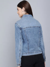 Kotty Women Blue Washed Lightweight Denim Jacket