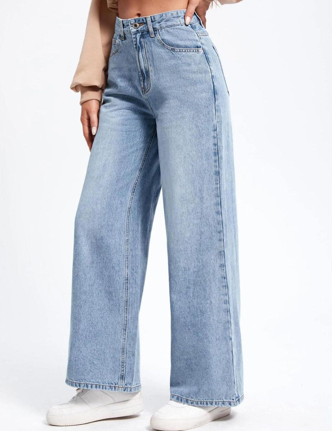 Kotty Blue Women Jean Straight Fit High-Rise Heavy Fade Clean Look Stretchable Jeans