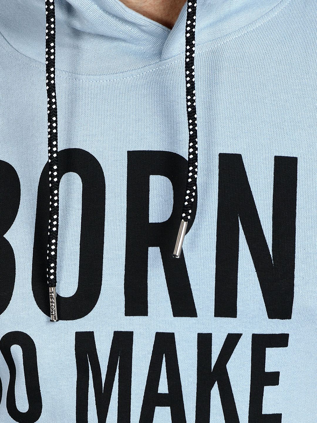 Kotty Men Blue Printed Hooded Sweatshirt