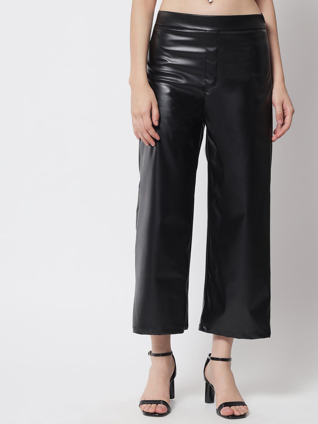 Kotty Women Black Relaxed Straight Fit Low-Rise Trousers