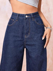 Kotty Women Wide Leg High-Rise Clean Look Stretchable Jeans