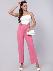 Kotty Women Relaxed Straight Fit High-Rise Easy Wash Trousers
