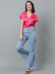 Kotty Pink Cuban Collar Casual Shirt