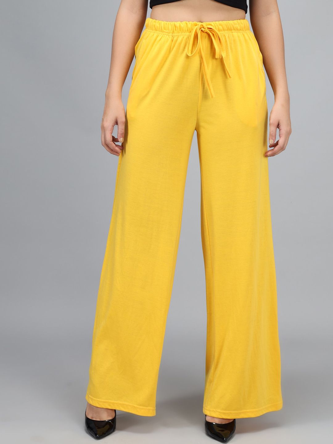 Kotty Women Yellow Loose Fit High-Rise Parallel Trousers