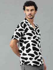 Kotty Men Cuban Collar Abstract Printed Casual Shirt