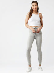 Kotty Women Grey Skinny Fit High-Rise Clean Look Stretchable Jeans