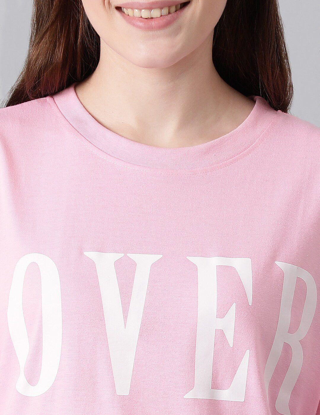 Kotty Typography Printed Drop-Shoulder Sleeves Oversized T-shirt