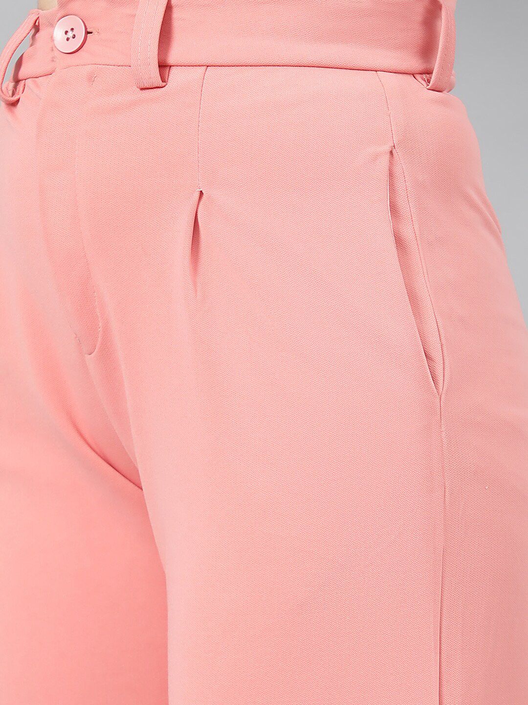 Kotty Women Pink Relaxed Straight Leg Fit High-Rise Easy Wash Parallel Trousers