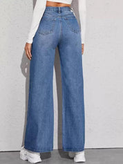 Kotty Blue Women Jean Straight Fit High-Rise Clean Look Light Fade Stretchable Jeans