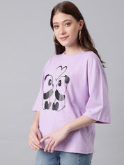 Kotty Graphic Printed Drop-Shoulder Sleeves Oversized T-shirt