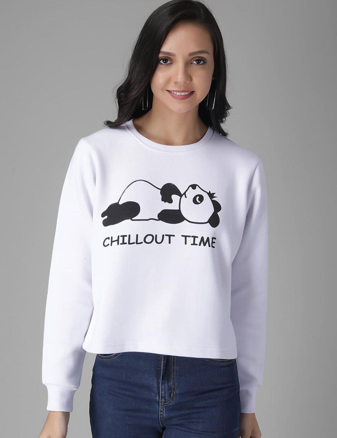 Kotty Women White Printed Sweatshirt