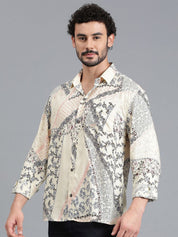 Kotty New Relaxed Fit Abstract Printed Spread Collar Casual Shirt