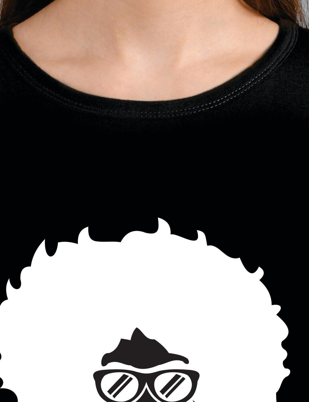 Kotty Women Black Printed Round Neck T-shirt