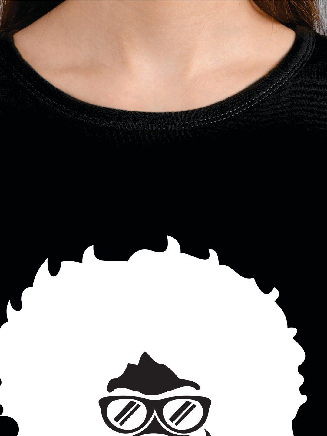 Kotty Women Black Printed Round Neck T-shirt