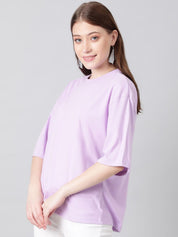 KOTTY Basics Purple Round Neck Oversized T-shirt