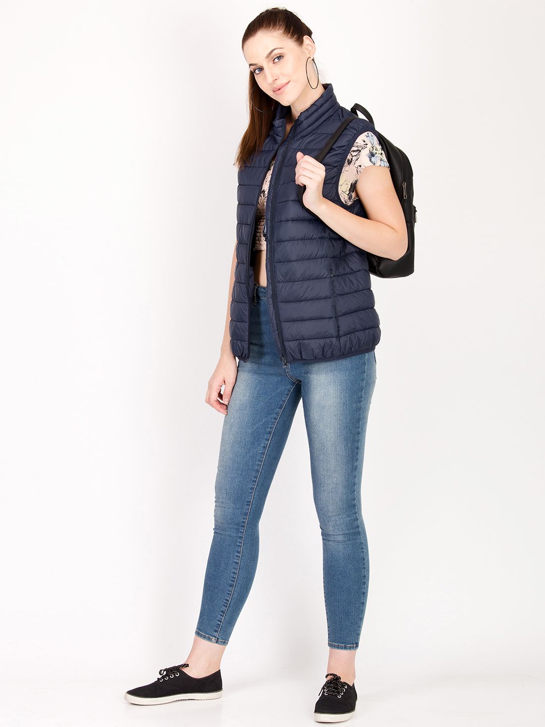 Kotty Women Navy Blue Solid Insulator Puffer Jacket