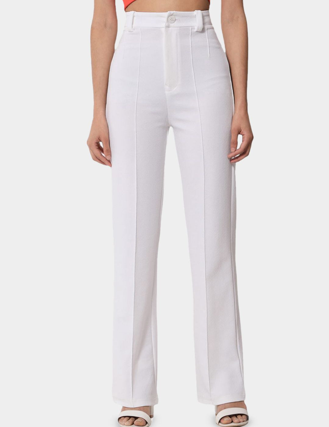 KOTTY BIZwear Women Relaxed Straight Leg Straight Fit High-Rise Easy Wash Trousers