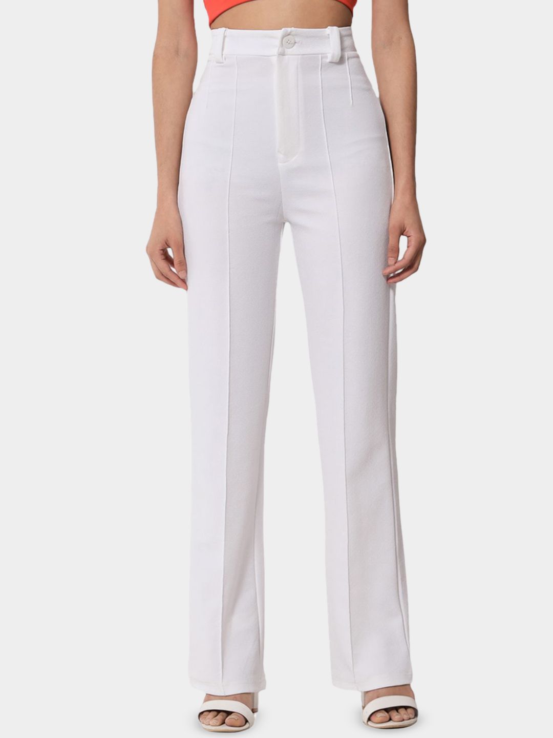 KOTTY BIZwear Women Relaxed Straight Leg Straight Fit High-Rise Easy Wash Trousers