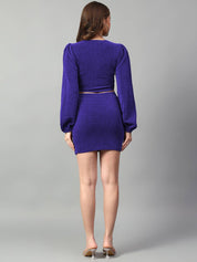 Kotty Blue V-Neck Top With Skirt 