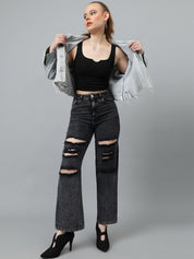 Kotty Women Jean Straight Fit High-Rise Highly Distressed Stretchable Jeans