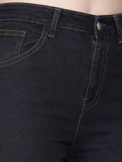 Kotty Women Black Flared High-Rise Mildly Distressed Jeans