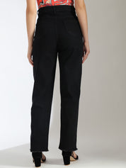 Stylecast X KOTTY Basics Women Black Slim Fit High-Rise Clean Look Frayed Hem Stretchable Jeans
