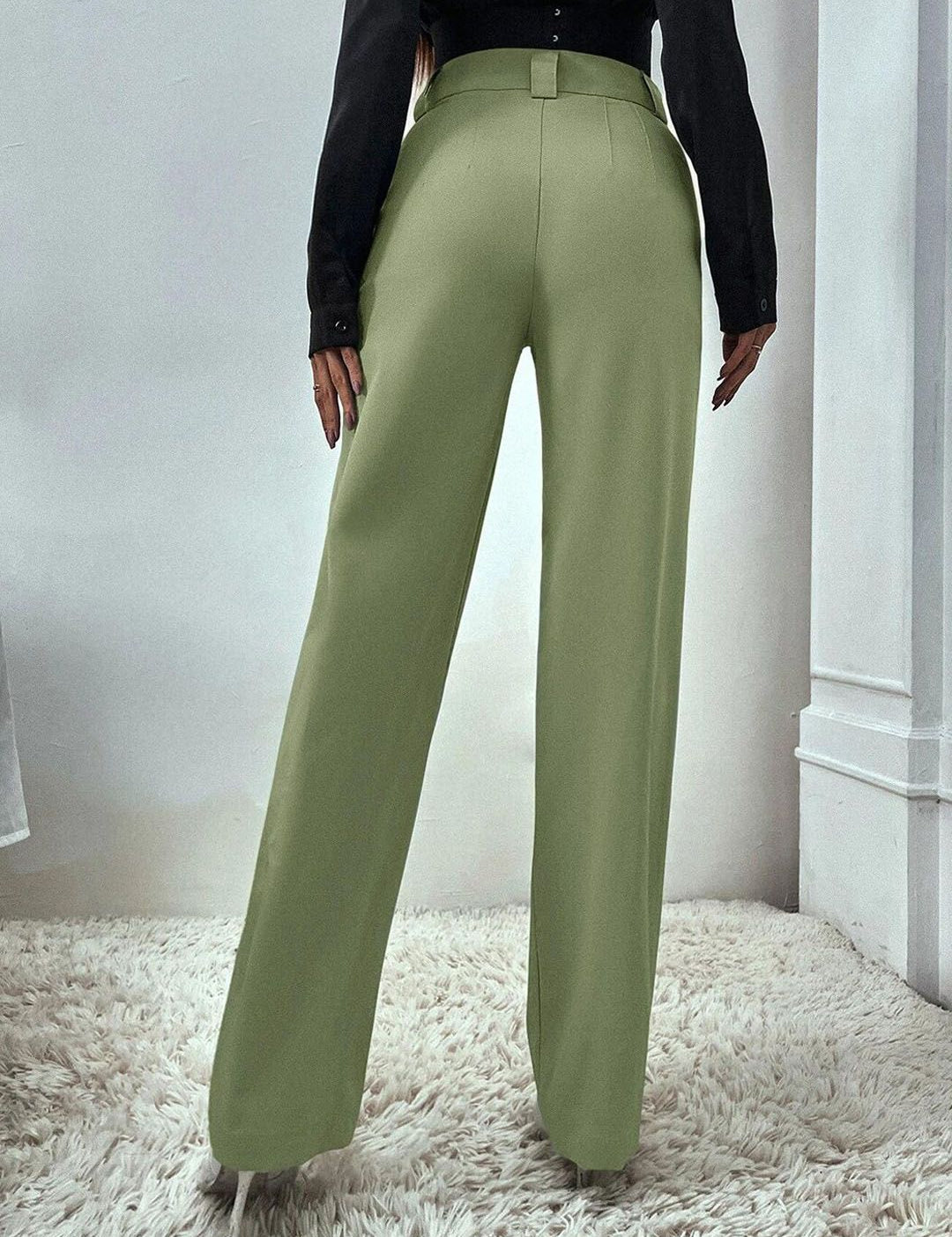 KOTTY BIZwear Women Relaxed Straight Fit High-Rise Easy Wash Trouser