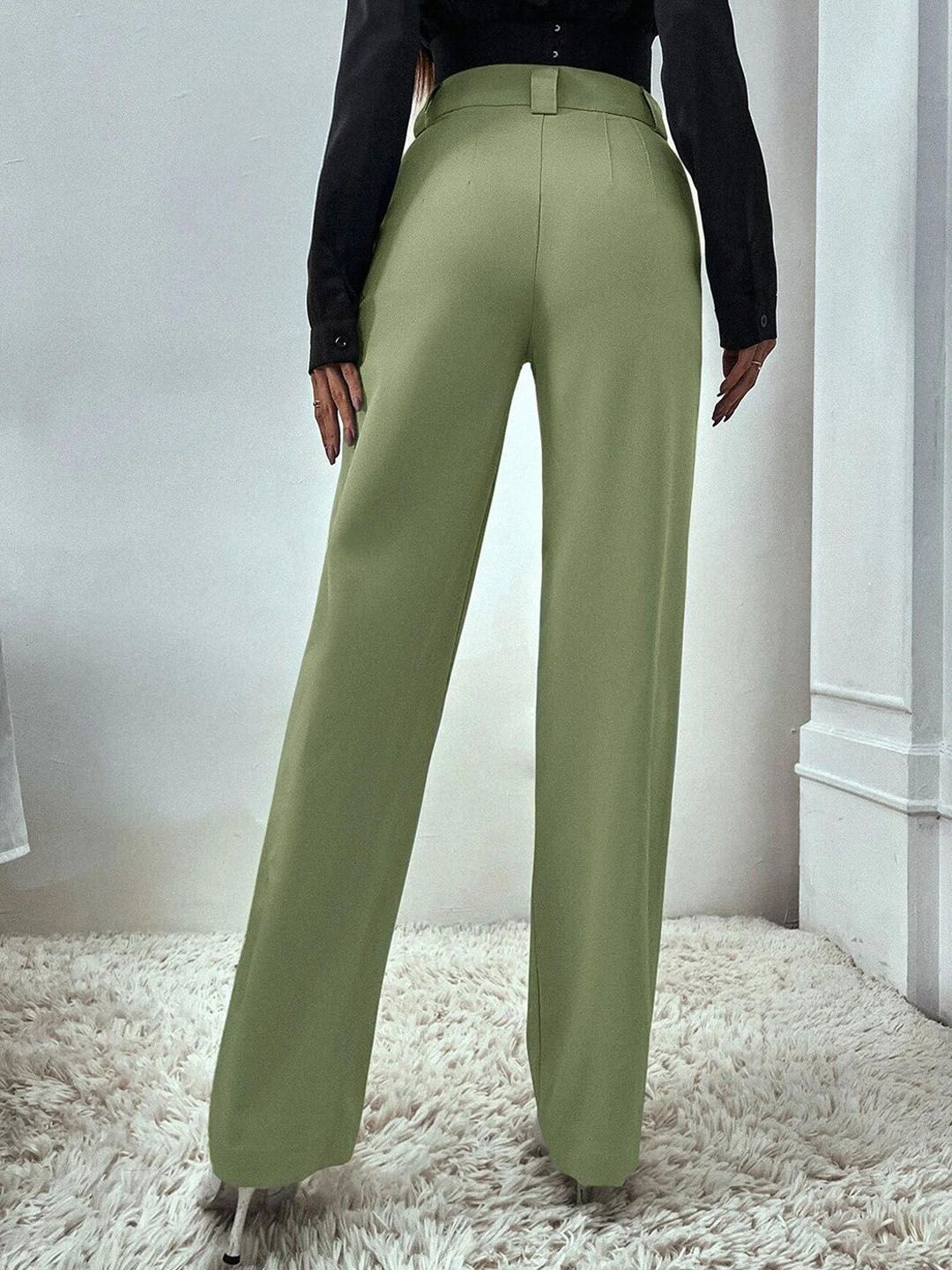 KOTTY BIZwear Women Relaxed Straight Fit High-Rise Easy Wash Trouser