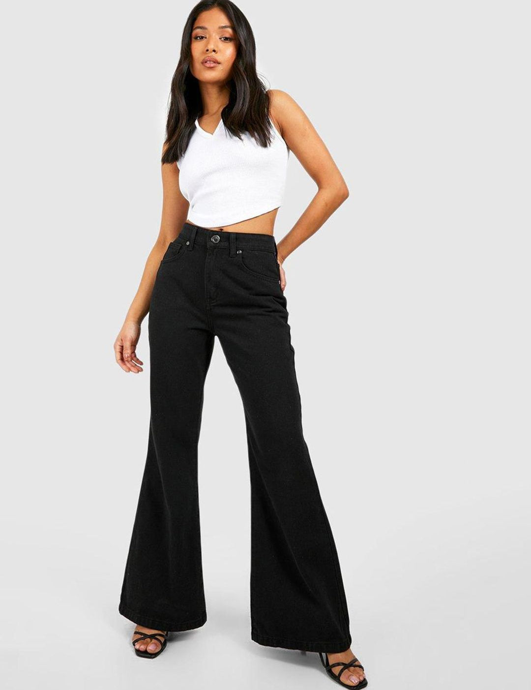 Kotty Women Black Jean Flared High-Rise Stretchable Jeans