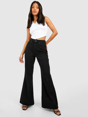 Kotty Women Black Jean Flared High-Rise Stretchable Jeans