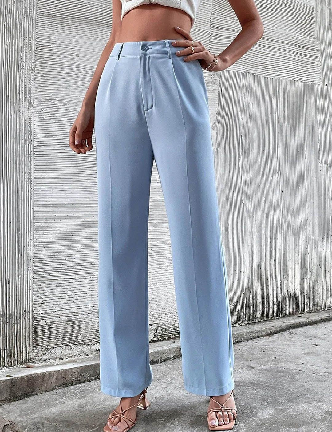 KOTTY BIZwear Women Blue Straight Fit High-Rise Trousers