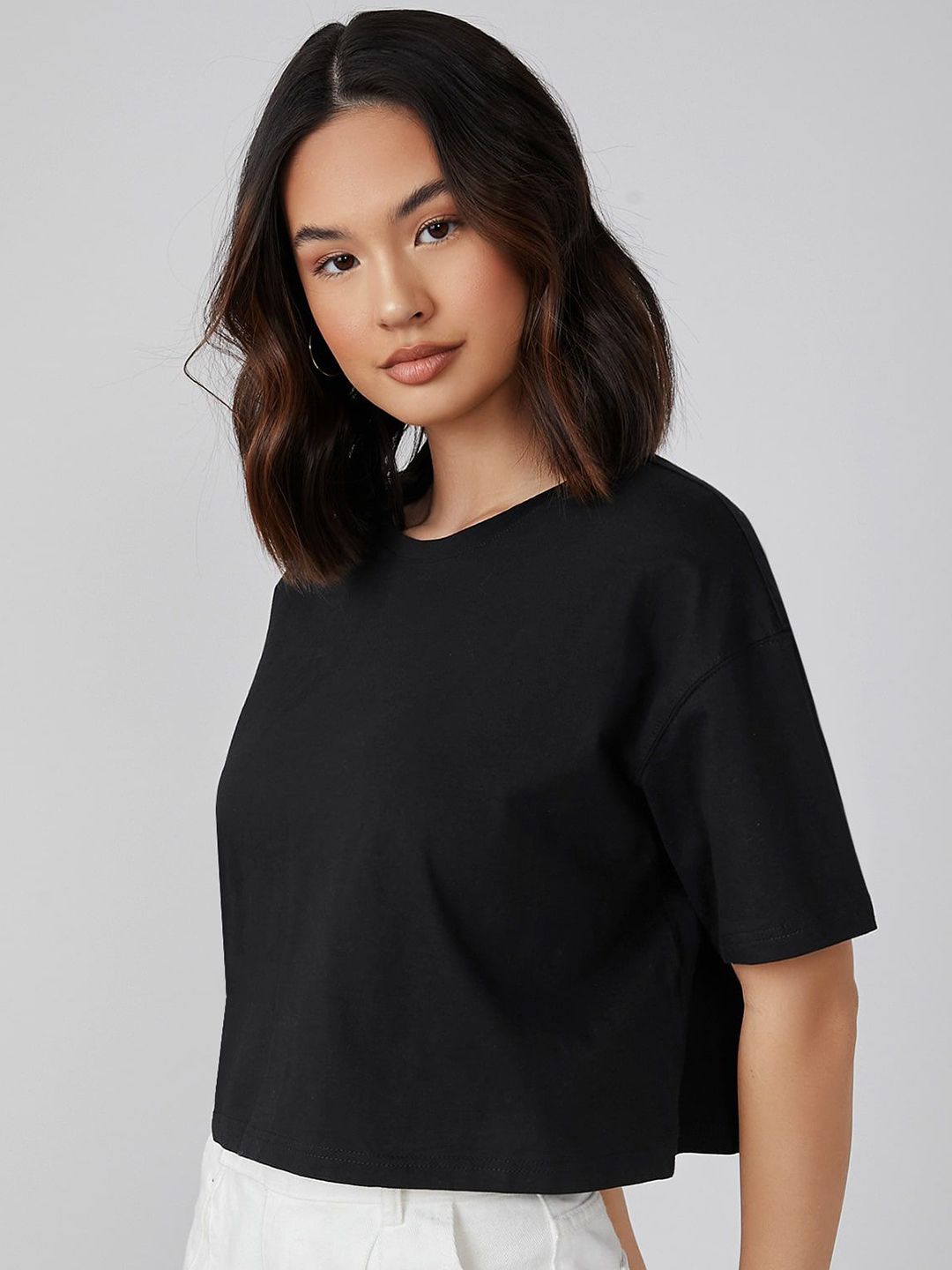 Kotty Round Neck Cotton Oversized T-shirt