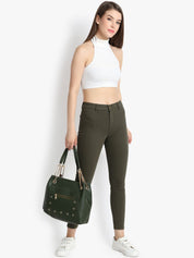 Kotty Women Olive Green Skinny Fit High-Rise Clean Look Jeans