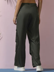 Kotty Women Relaxed High-Rise Easy Wash Pleated Cargos Trousers