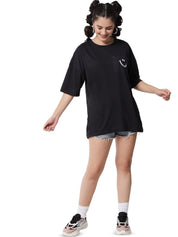 Kotty Women Graphic Printed Round Neck  Oversized T-shirt