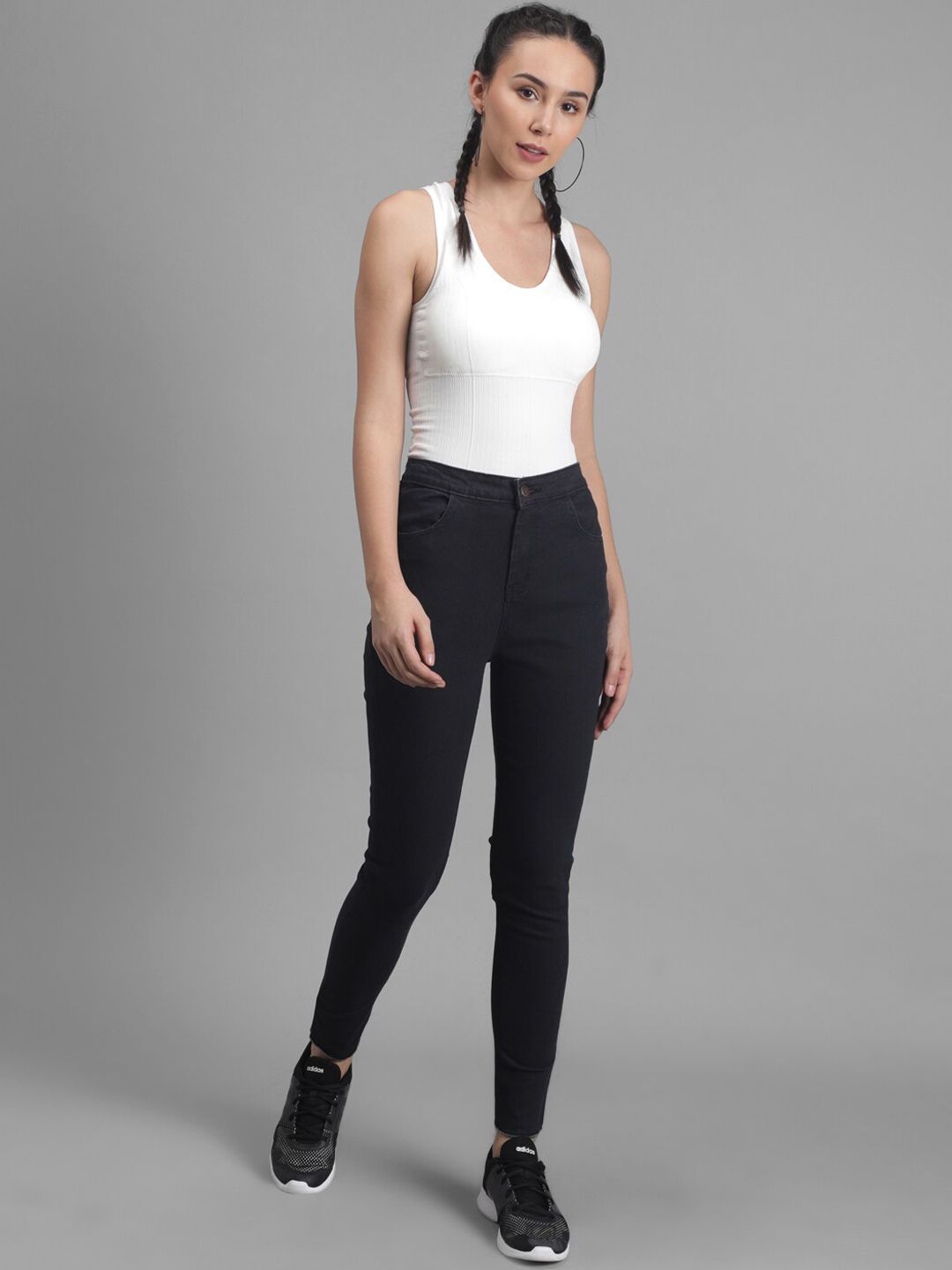 Kotty Women Black Skinny Fit High-Rise Clean Look Jeans