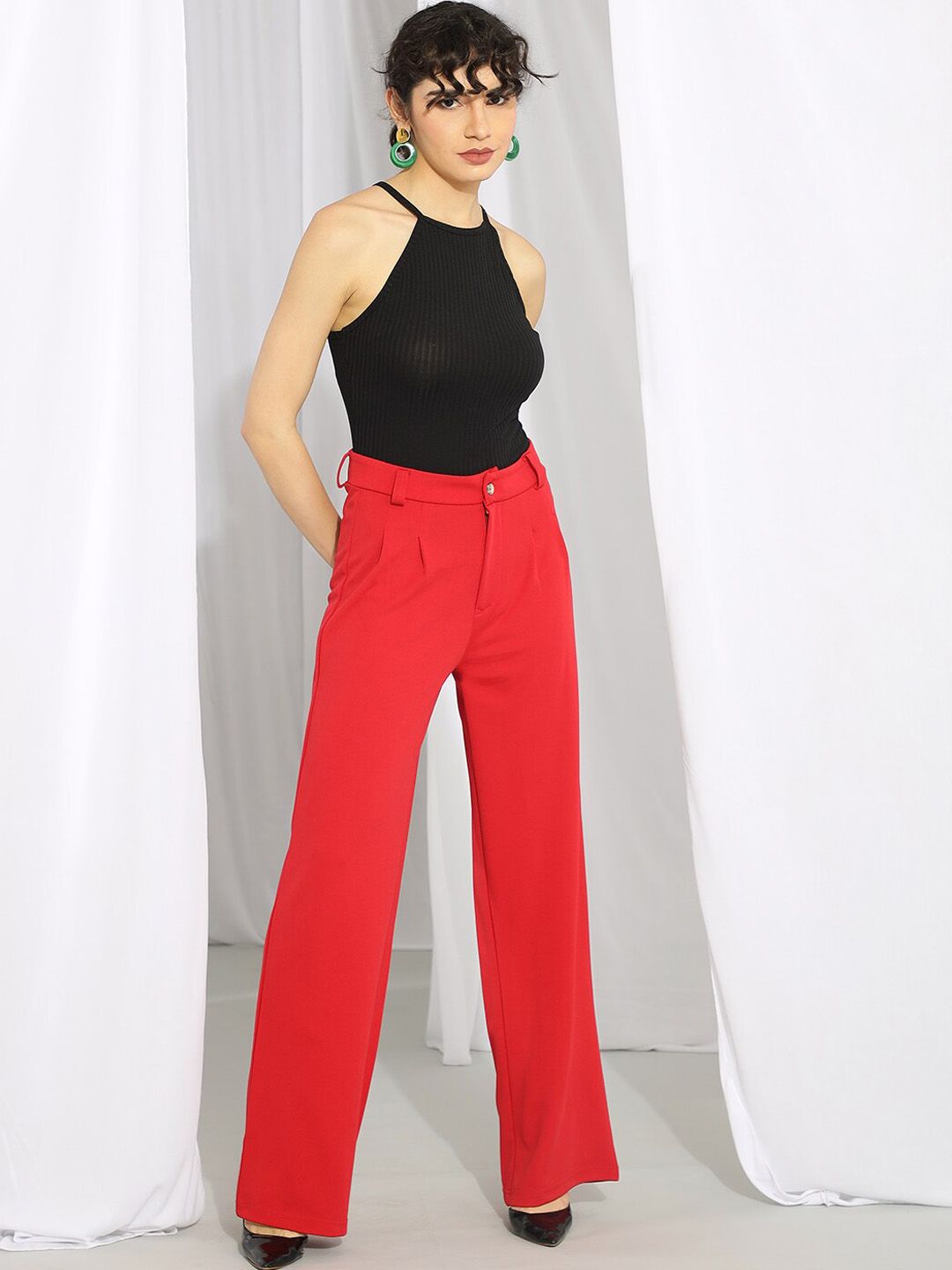 Kotty Women Relaxed High-Rise Straight Fit Trousers